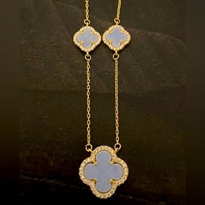 Rachel Zoe Periwinkle Pave Clover Necklace